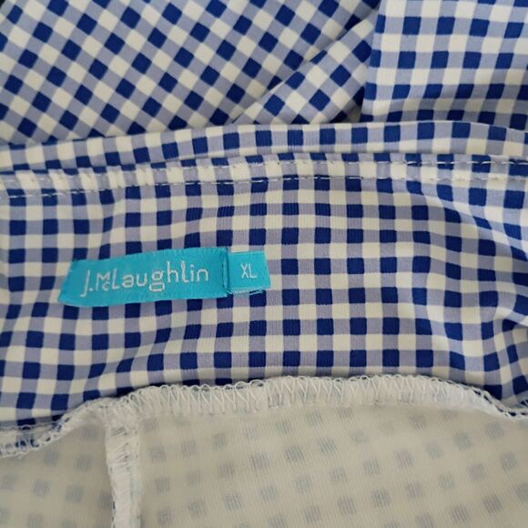 J.McLaughlin Blue Gingham Performance Pull On Nylon/Spandex Ankle Pant XL - Picture 8 of 8
